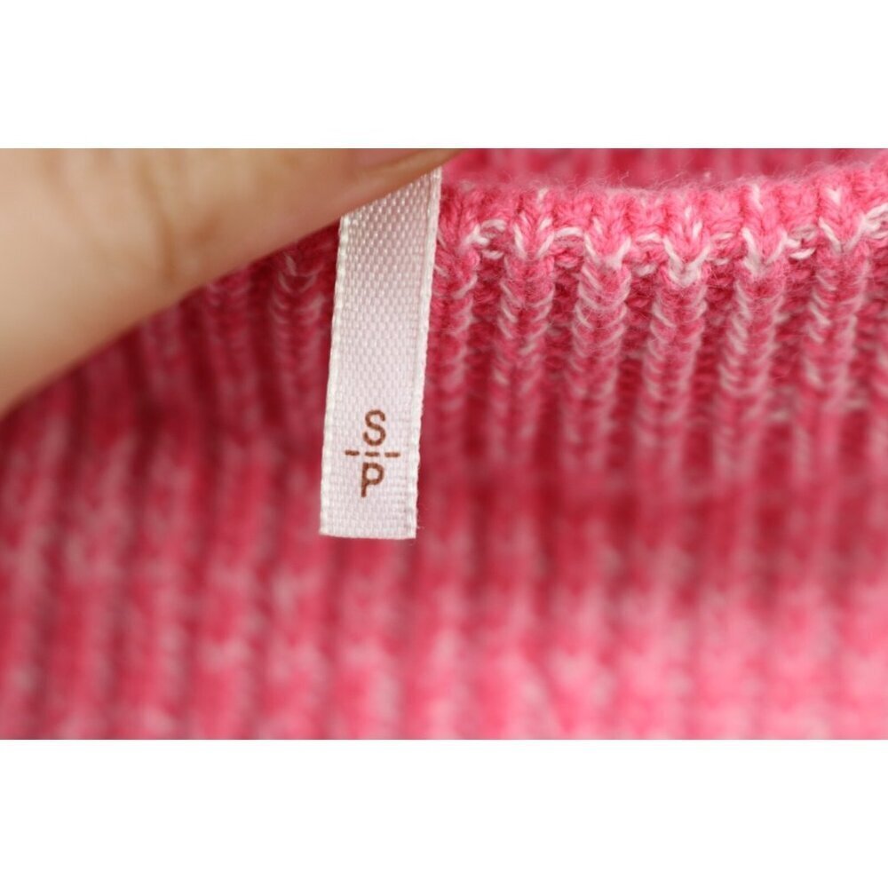 Free People Pink & White Long Puff Sleeve Sweater-Size S/P-Nice Boxy-BOHO - Picture 7 of 12
